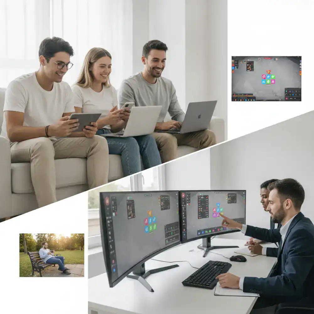Jugadores probando el balance y las mecánicas de RPS Arena en diferentes dispositivos